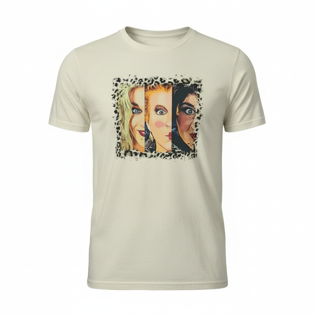 Witch Faces with Leopard Border Classic Character Tee