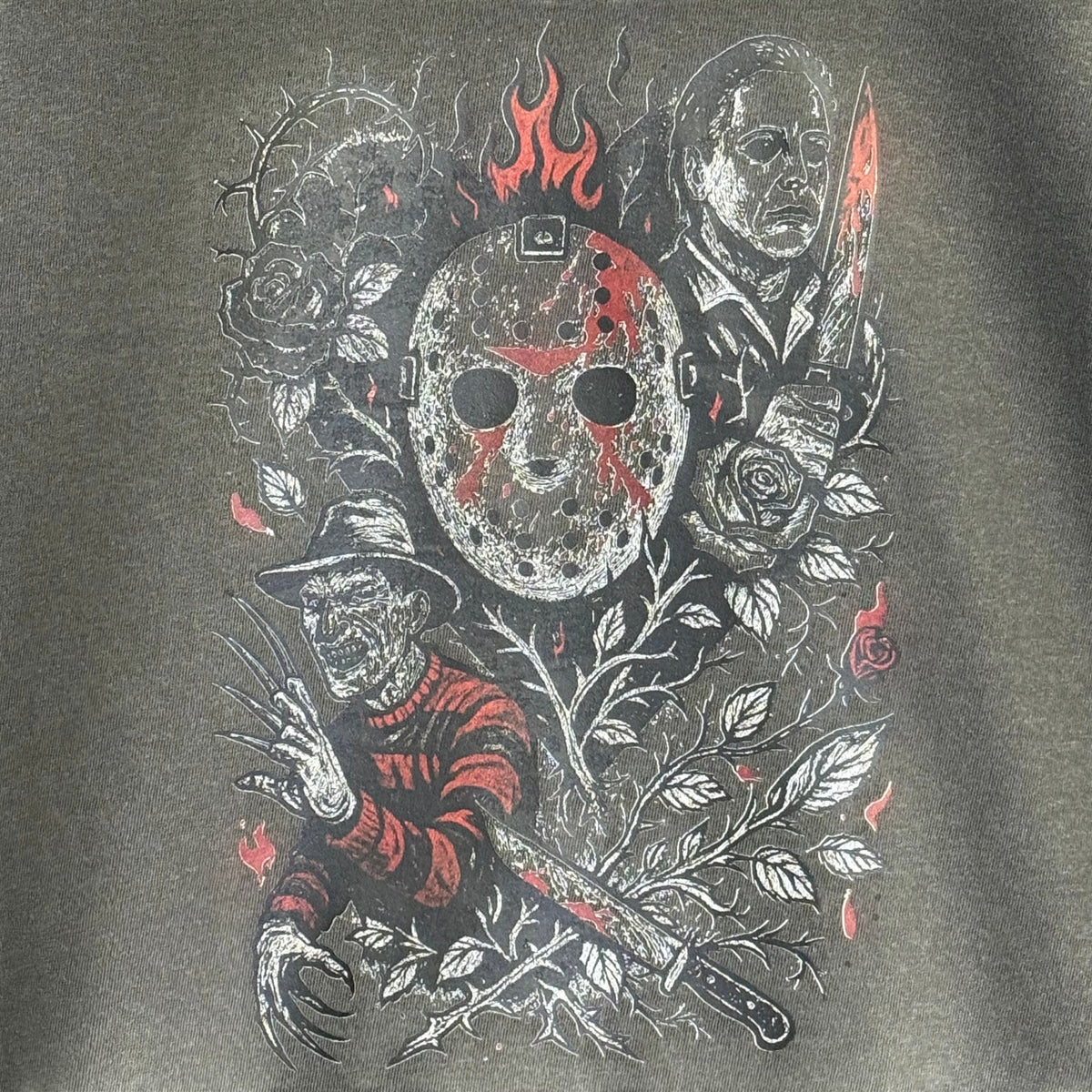 Horror Faces in Bloody Rose Garden Tshirt