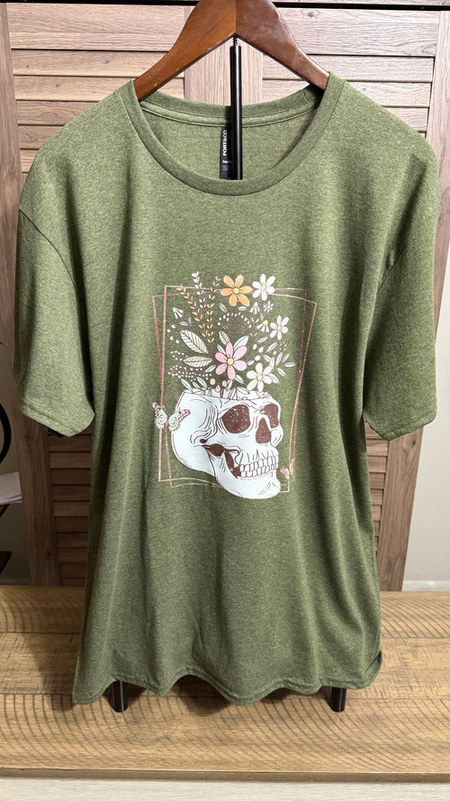 Blooming Skull Flowers Tshirt
