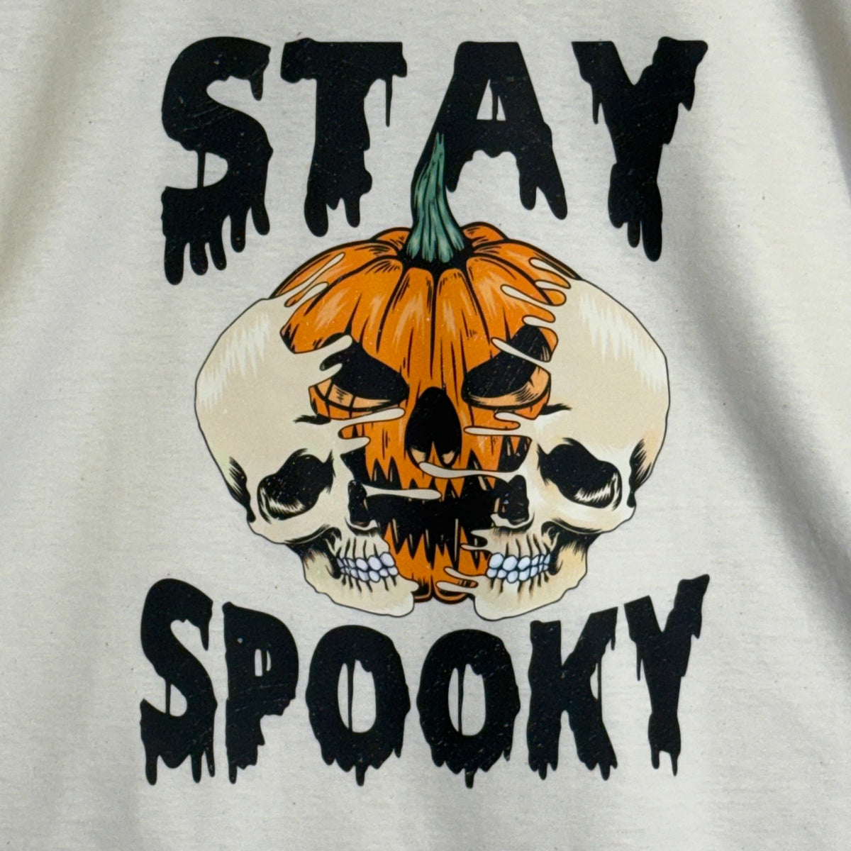 Stay Spooky Horror Pumpkin Skeleton Print Tee