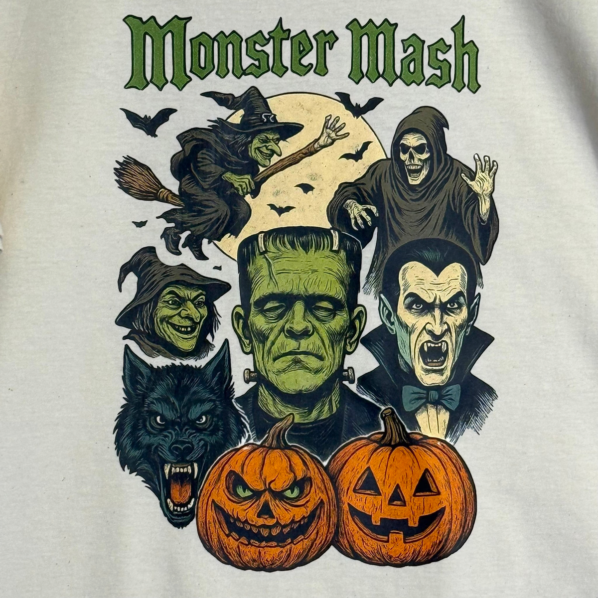 Zia Rose Boutique vintage style Monster Mash graphic tee in lightweight 100% ring-spun cotton with classic monsters