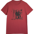 Zia Rose Boutique red cotton horror character lineup t-shirt featuring Lily Munster, Vampira, Morticia, and the Bride.