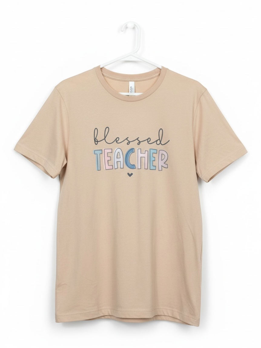 Blessed Teacher Graphic Crewneck T-Shirt