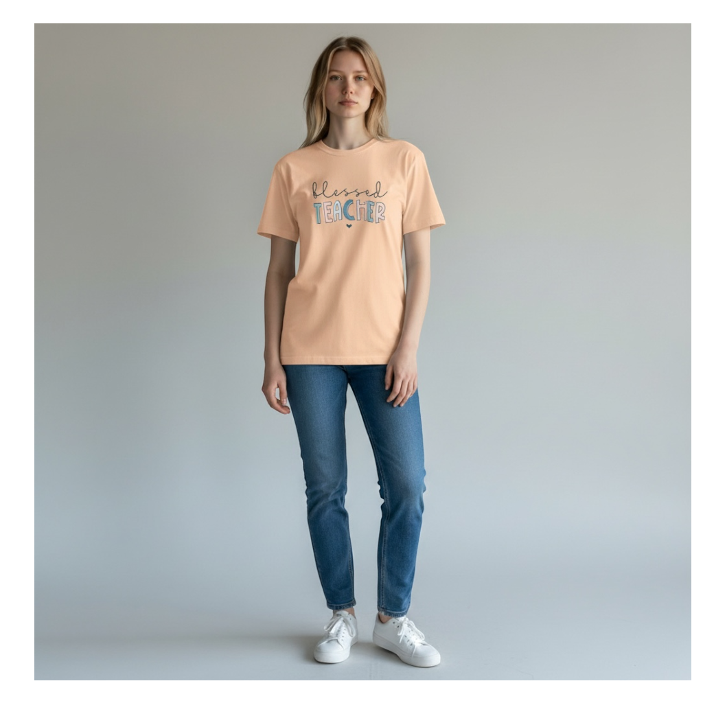 Blessed Teacher Graphic Crewneck T-Shirt
