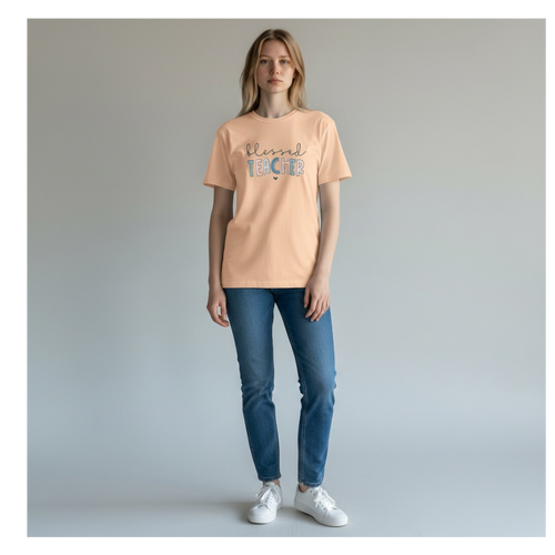 Blessed Teacher Graphic Crewneck T-Shirt