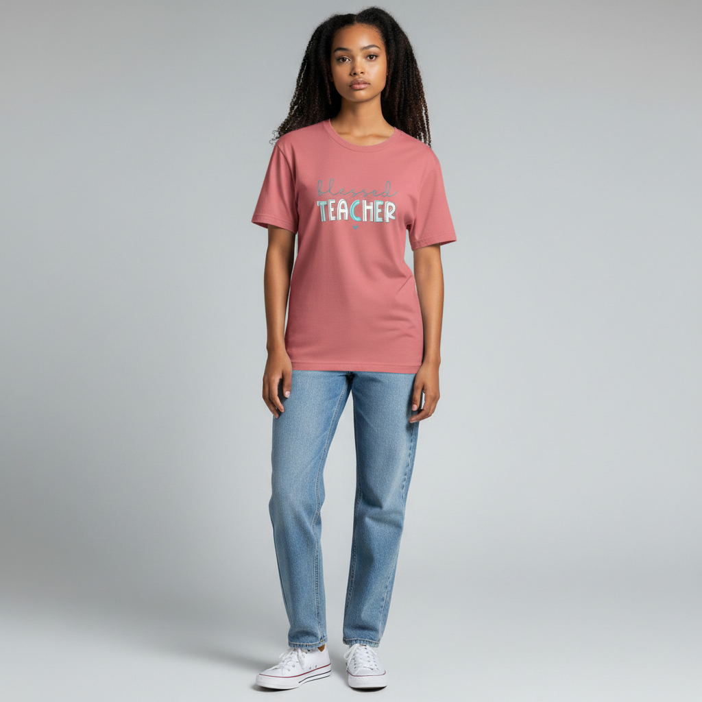 Blessed Teacher Graphic Crewneck T-Shirt